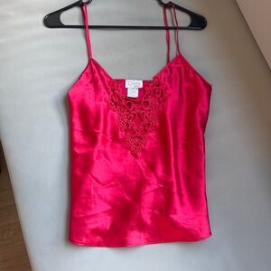 Vintage Red Lace Trim Cami Top